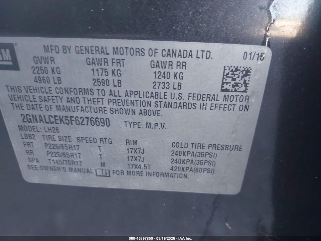 2GNALCEK5F6276690 2015 CHEVROLET EQUINOX photo no. 9