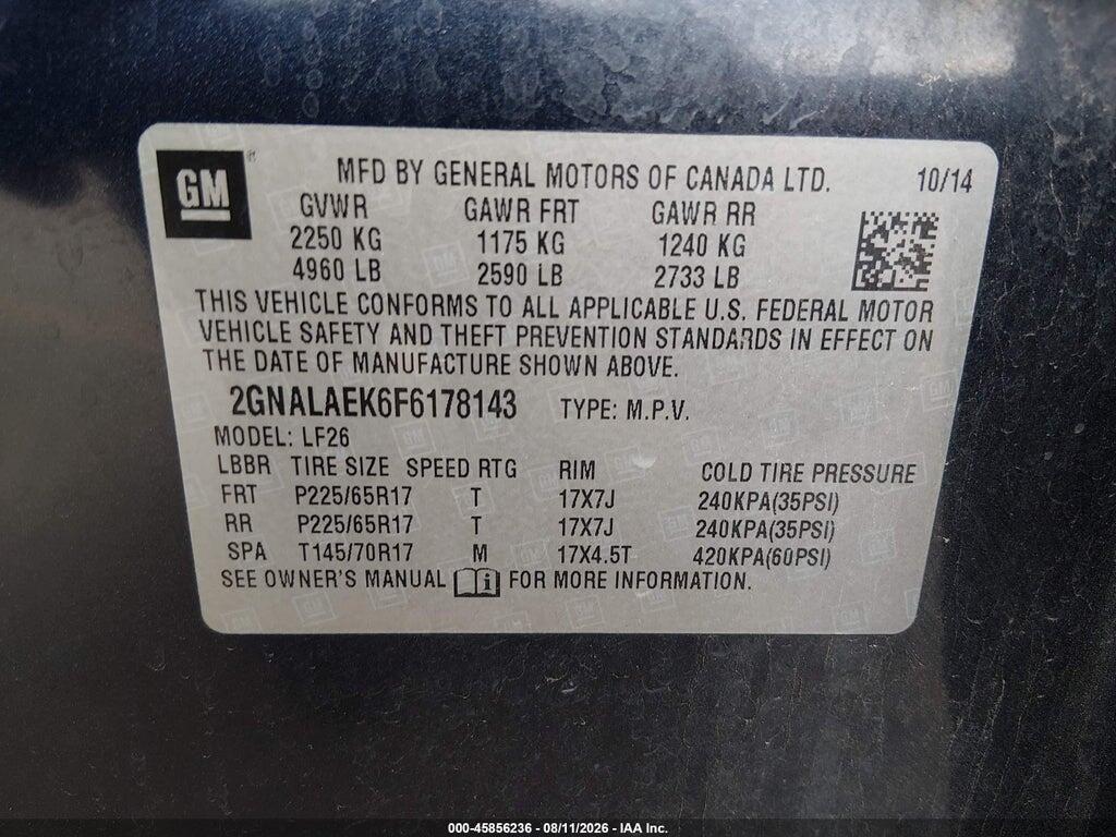2GNALAEK6F6178143 2015 CHEVROLET EQUINOX photo no. 9