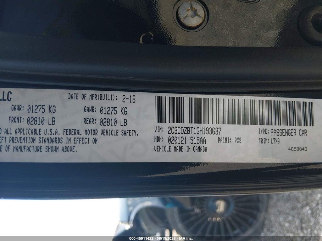 2C3CDZBT1GH193637 2016 DODGE CHALLENGER photo no. 9