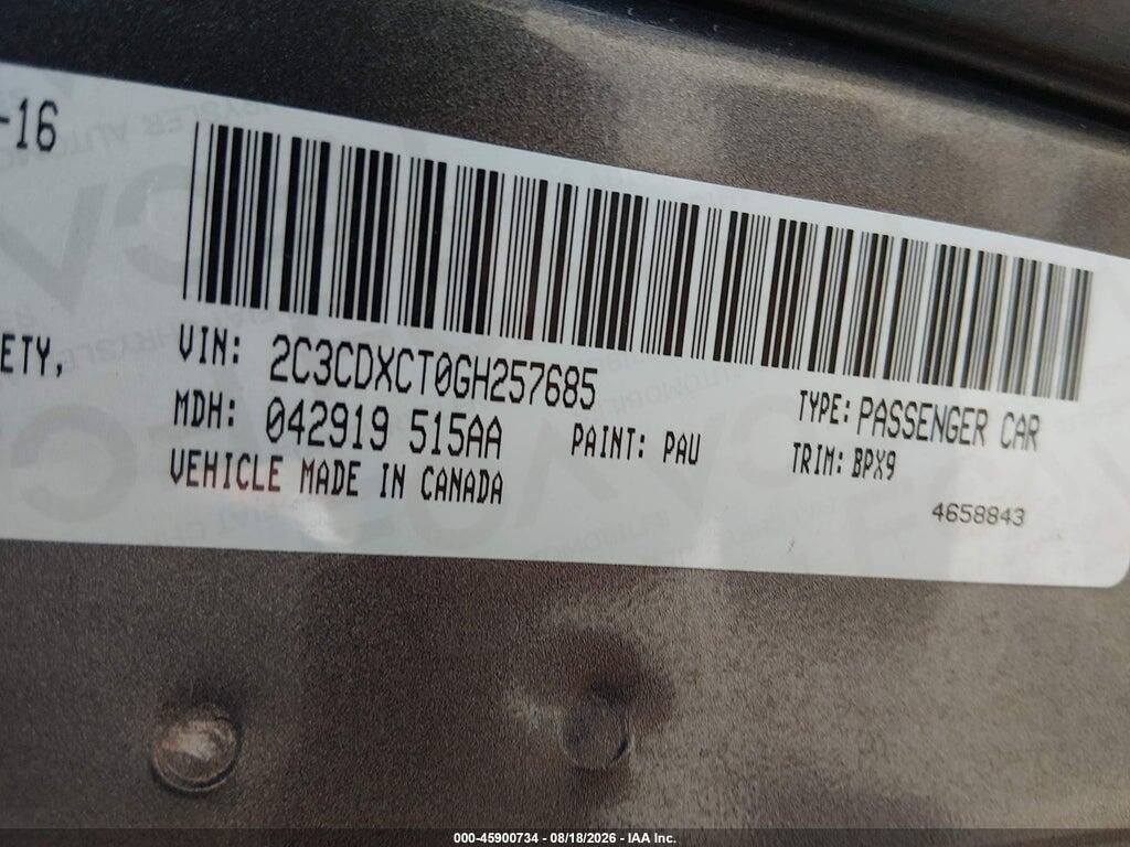 2C3CDXCT0GH257685 2016 DODGE CHARGER photo no. 9