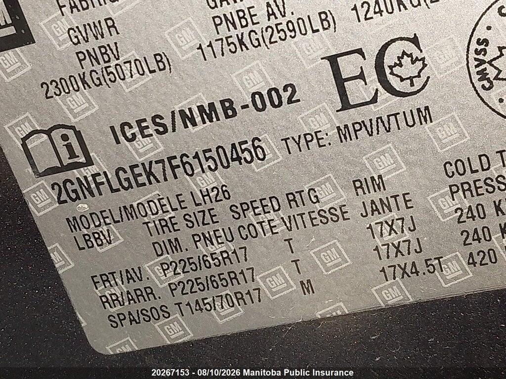 2GNFLGEK7F6150456 2015 CHEVROLET EQUINOX photo no. 8