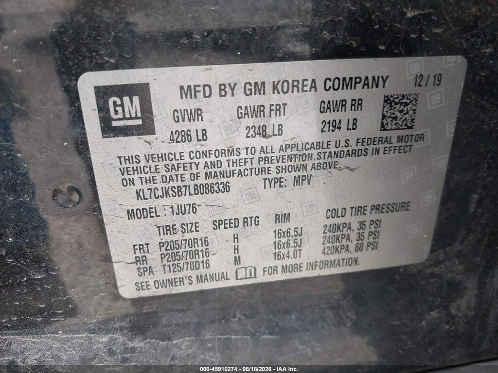 KL7CJKSB7LB086336 2020 CHEVROLET TRAX photo no. 9