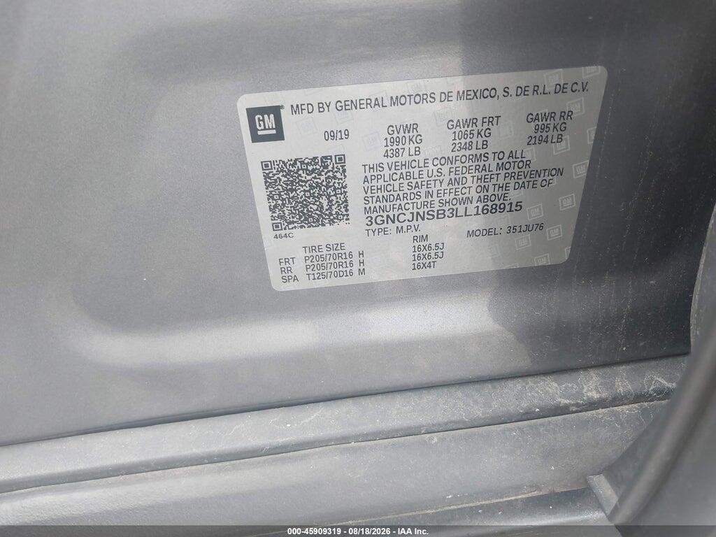 3GNCJNSB3LL168915 2020 CHEVROLET TRAX photo no. 9