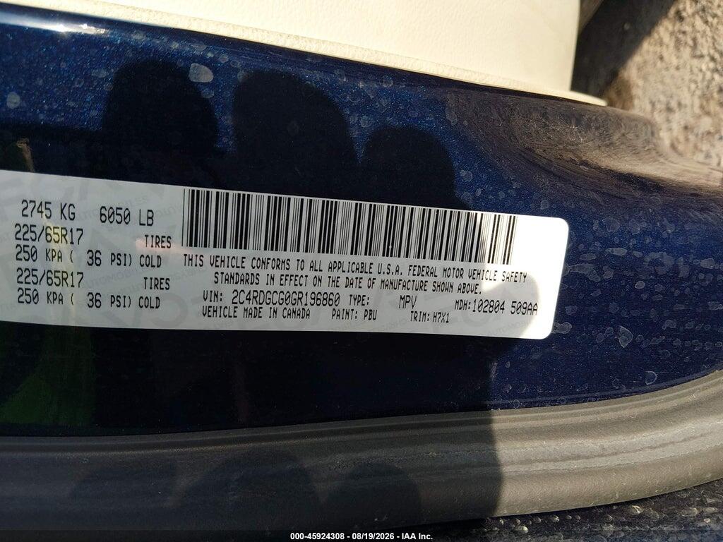 2C4RDGCG0GR196860 2016 DODGE GRAND CARAVAN photo no. 9