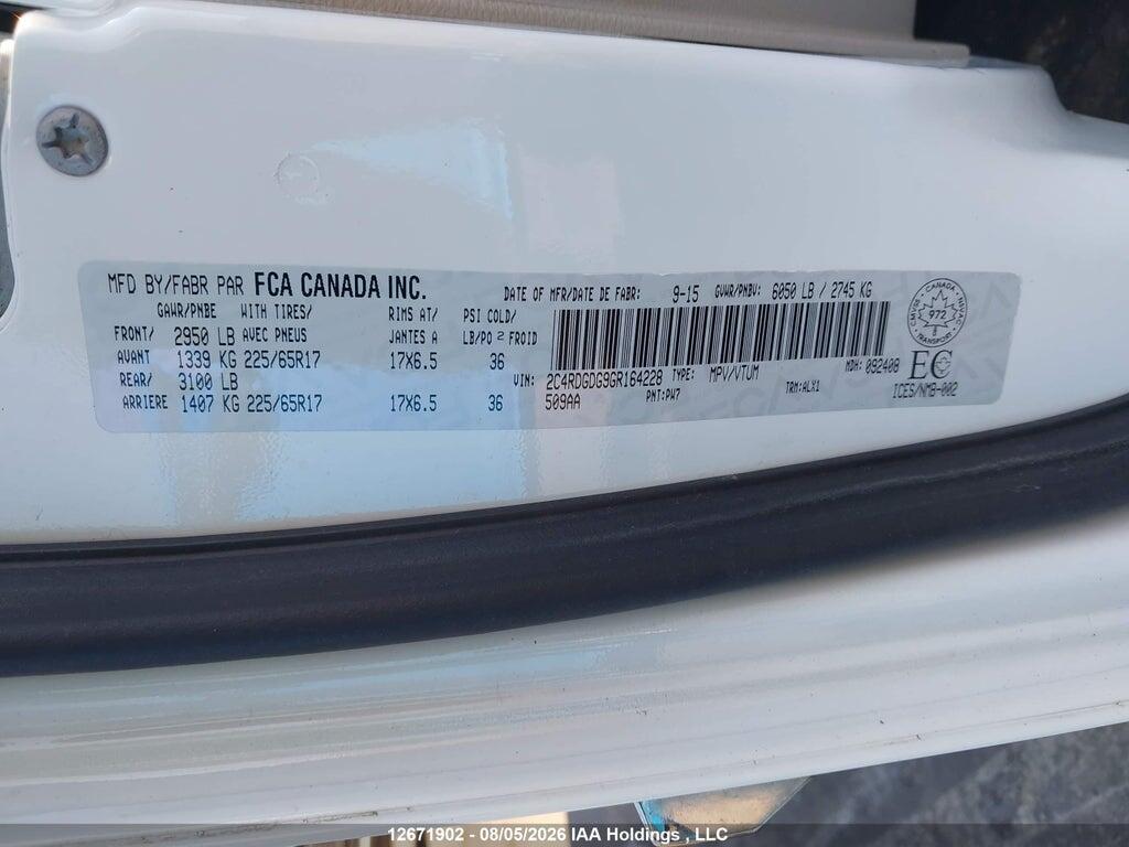 2C4RDGDG9GR164228 2016 DODGE GRAND CARAVAN photo no. 9