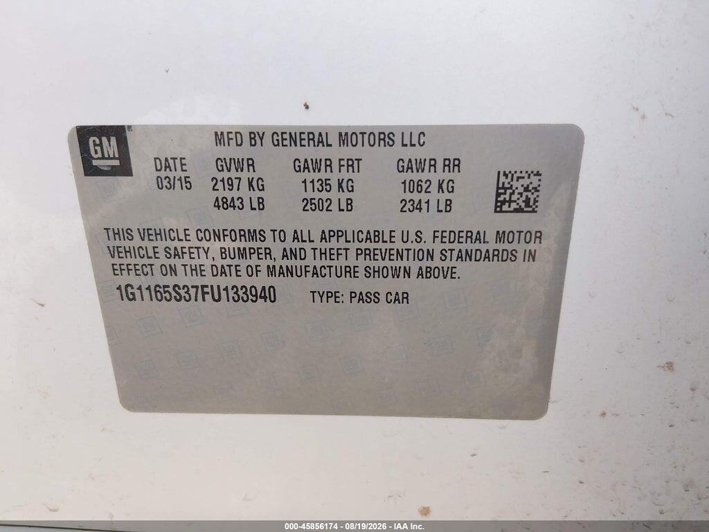 1G1165S37FU133940 2015 CHEVROLET IMPALA photo no. 9
