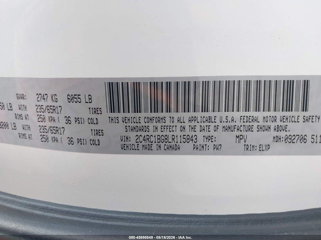 2C4RC1BG8LR115843 2020 CHRYSLER PACIFICA photo no. 9