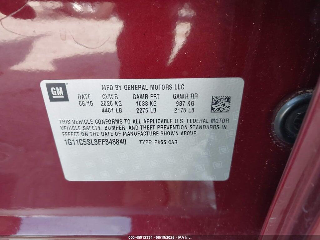 1G11C5SL8FF348840 2015 CHEVROLET MALIBU photo no. 9