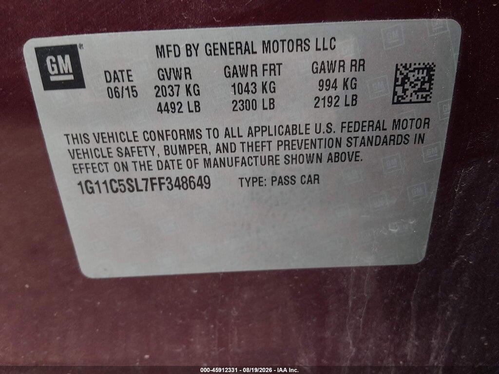 1G11C5SL7FF348649 2015 CHEVROLET MALIBU photo no. 9