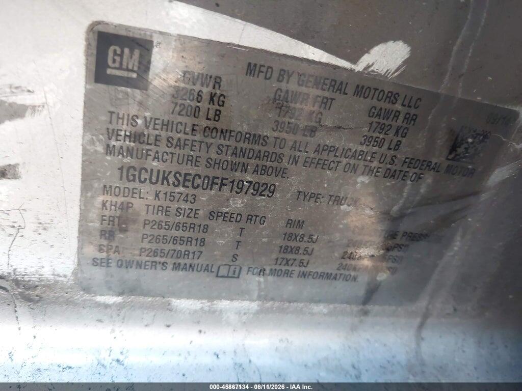 1GCUKSEC0FF197929 2015 CHEVROLET SILVERADO 1500 photo no. 9