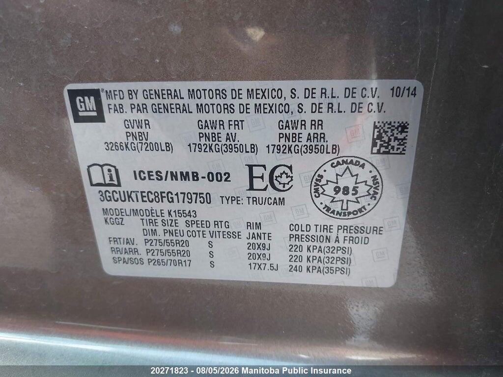 3GCUKTEC8FG179750 2015 CHEVROLET SILVERADO 1500 HIGH COUNTRY CC photo no. 8