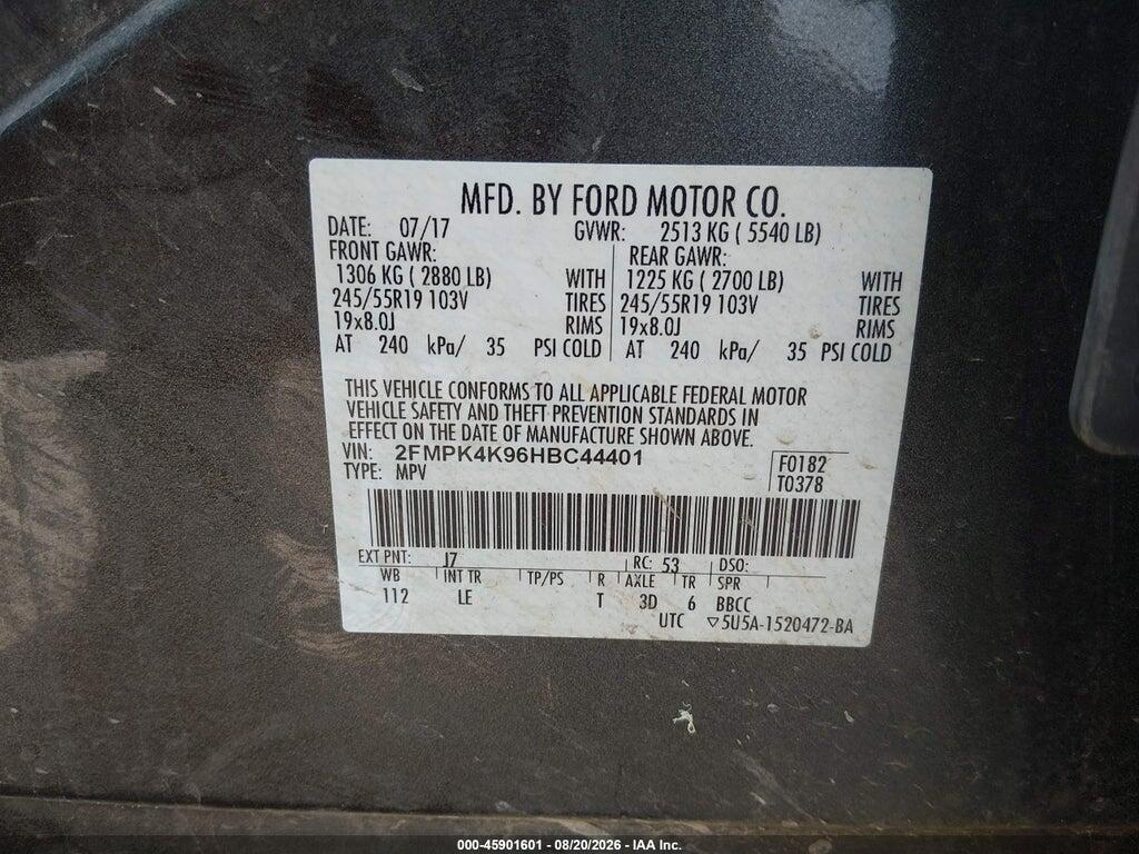 2FMPK4K96HBC44401 2017 FORD EDGE photo no. 9