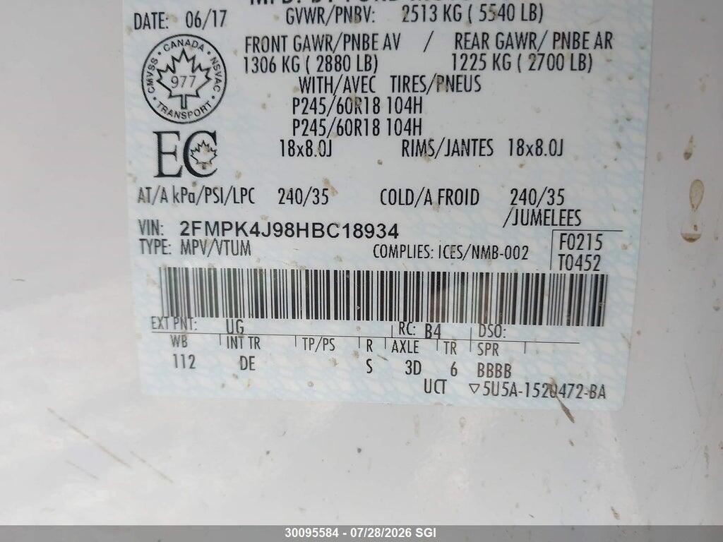 2FMPK4J98HBC18934 2017 FORD EDGE photo no. 9