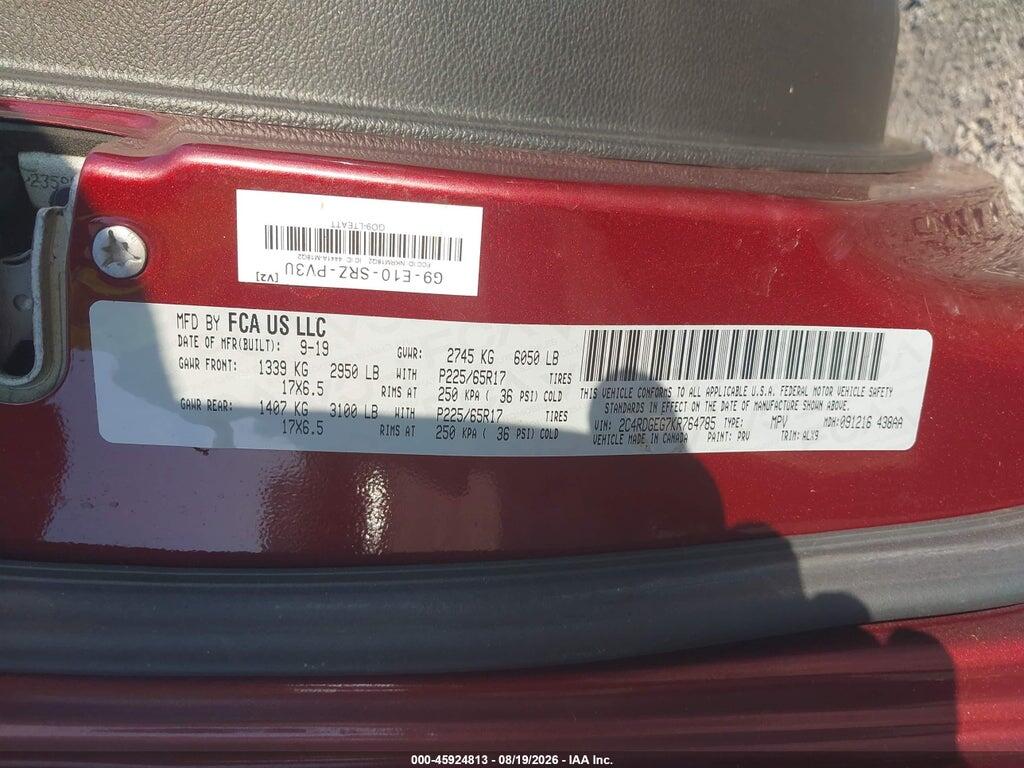 2C4RDGEG7KR764785 2019 DODGE GRAND CARAVAN photo no. 9