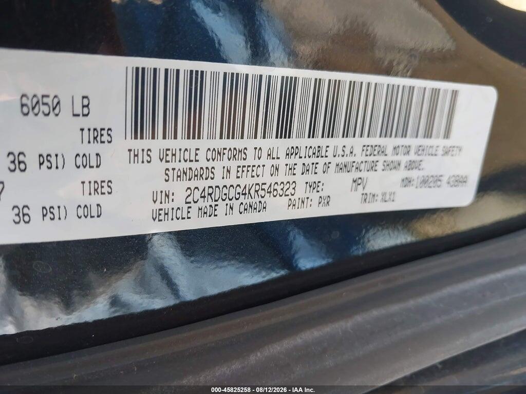 2C4RDGCG4KR546323 2019 DODGE GRAND CARAVAN photo no. 9