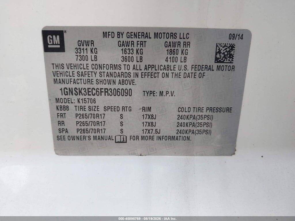 1GNSK3EC6FR306090 2015 CHEVROLET TAHOE photo no. 9