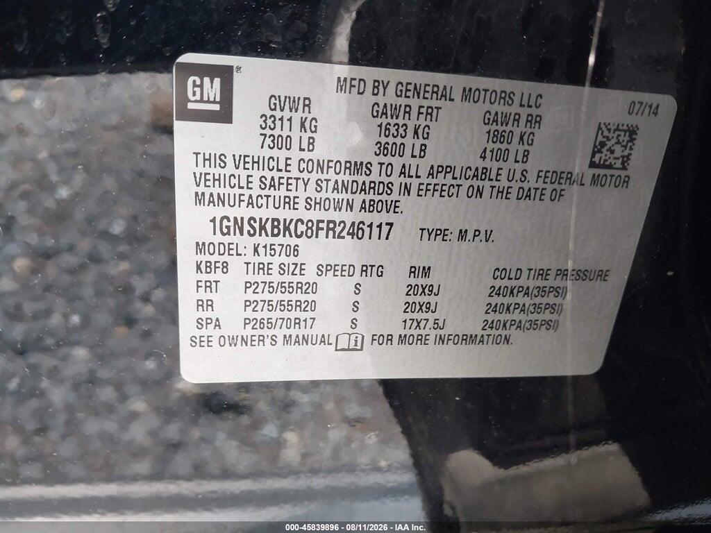 1GNSKBKC8FR246117 2015 CHEVROLET TAHOE photo no. 9