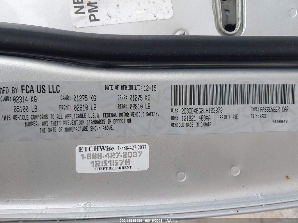 2C3CDXBG2LH123873 2020 DODGE CHARGER photo no. 9