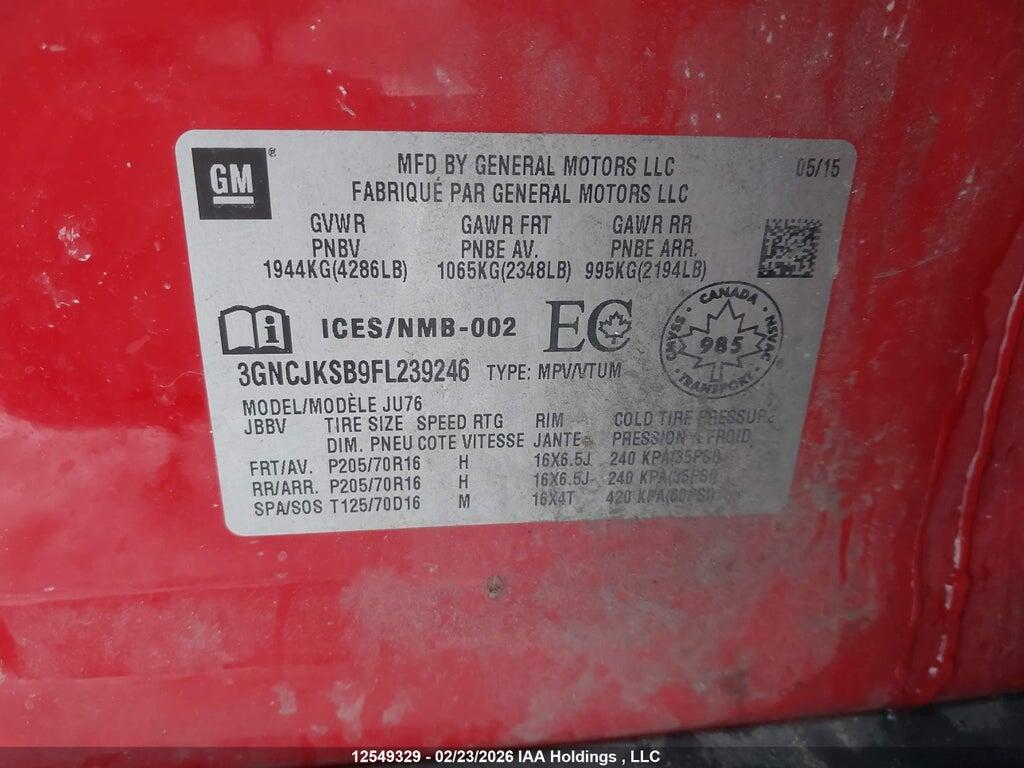 3GNCJKSB9FL239246 2015 CHEVROLET TRAX photo no. 9