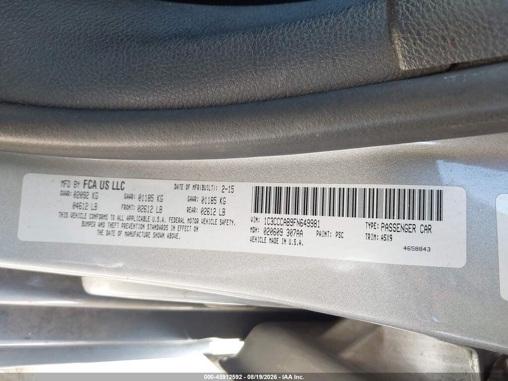 1C3CCCAB9FN649981 2015 CHRYSLER 200 photo no. 9