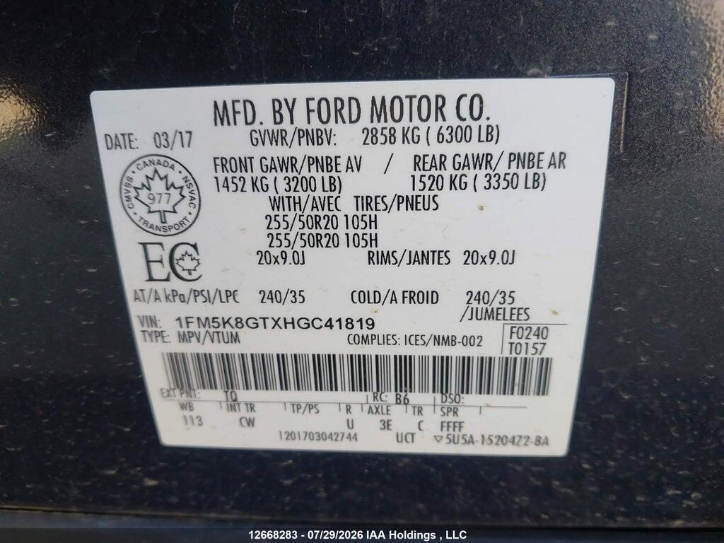 1FM5K8GTXHGC41819 2017 FORD EXPLORER SPORT photo no. 9