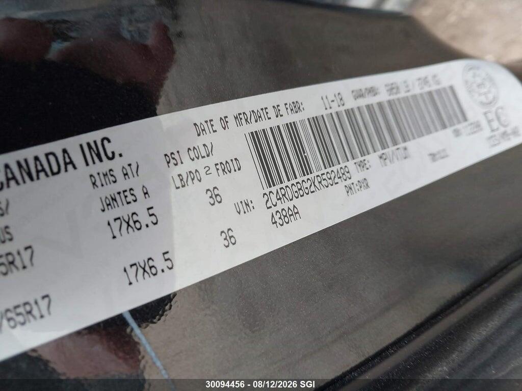 2C4RDGBG2KR592489 2019 DODGE GRAND CARAVAN photo no. 9