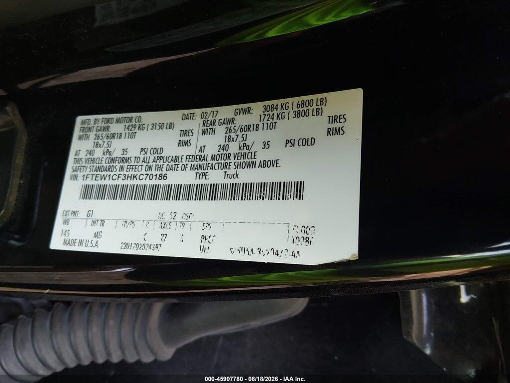 1FTEW1CF3HKC70186 2017 FORD F-150 photo no. 9