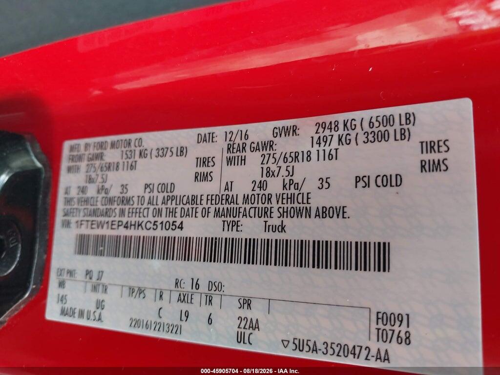 1FTEW1EP4HKC51054 2017 FORD F-150 photo no. 9