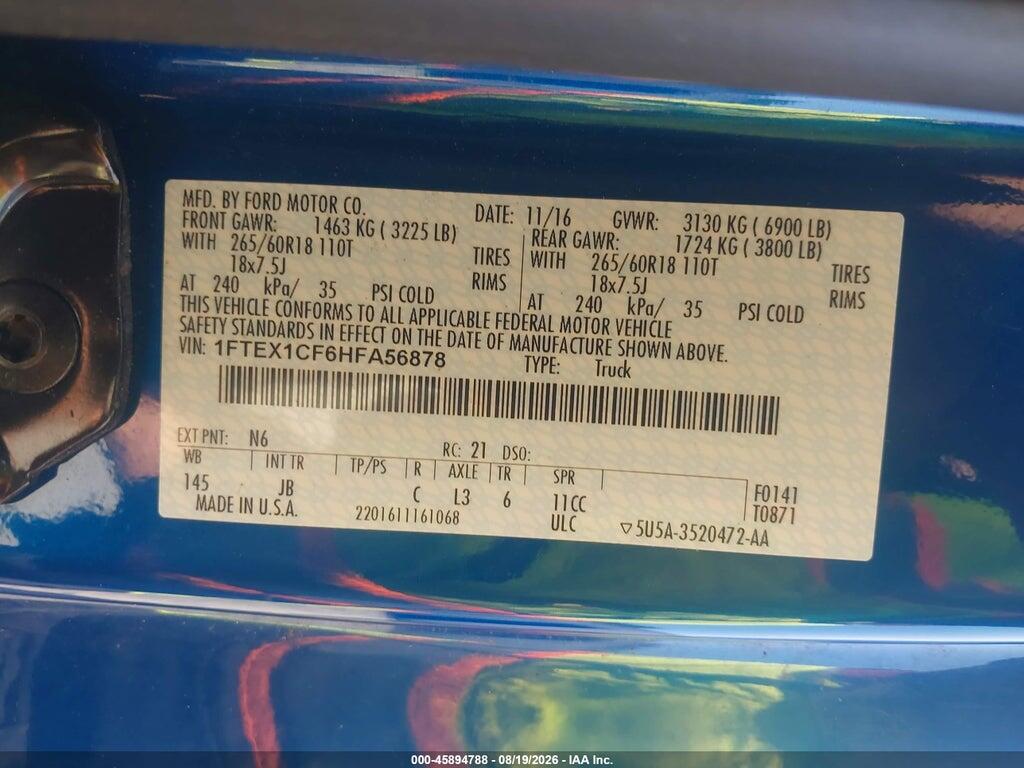 1FTEX1CF6HFA56878 2017 FORD F-150 photo no. 9