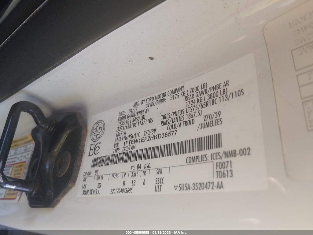 1FTEW1EF2HKD36577 2017 FORD F-150 photo no. 9