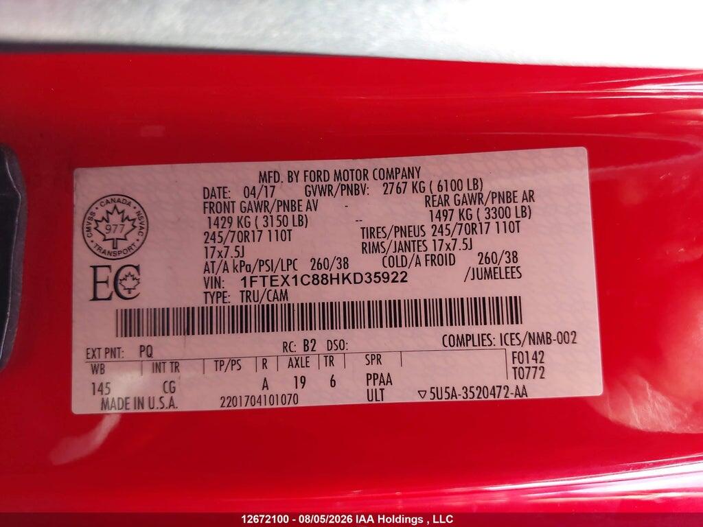 1FTEX1C88HKD35922 2017 FORD F-150 photo no. 9