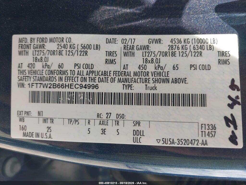 1FT7W2B66HEC94996 2017 FORD F-250 photo no. 9