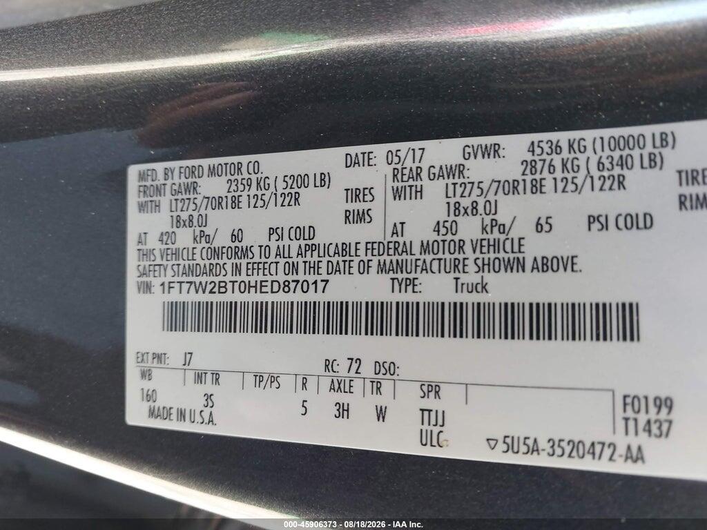 1FT7W2BT0HED87017 2017 FORD F-250 photo no. 9