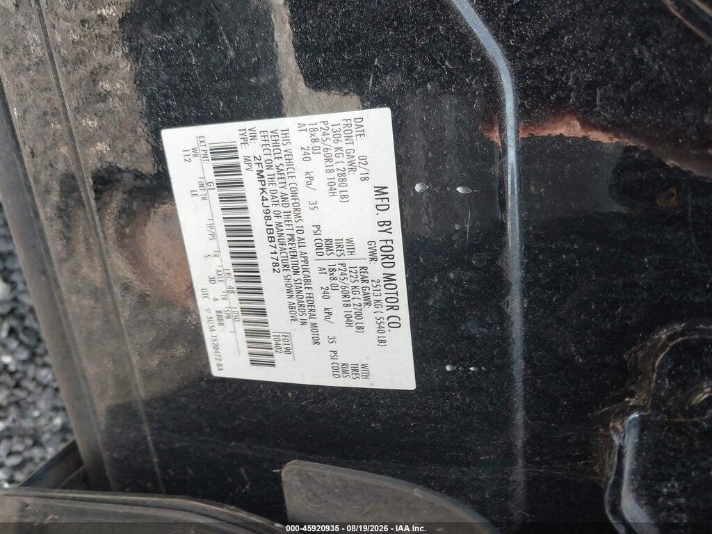 2FMPK4J98JBB71782 2018 FORD EDGE photo no. 9