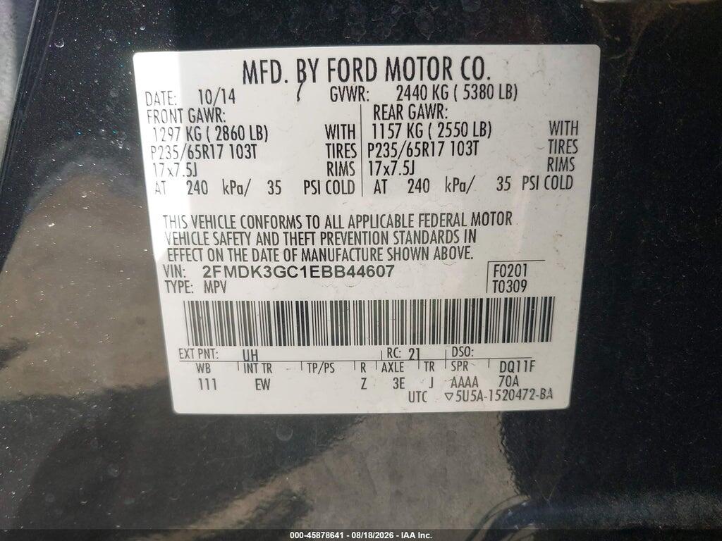 2FMDK3GC1EBB44607 2014 FORD EDGE photo no. 9