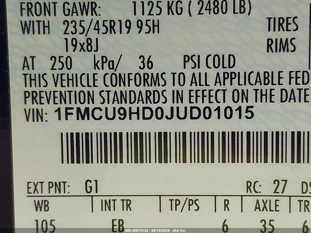1FMCU9HD0JUD01015 2018 FORD ESCAPE photo no. 9