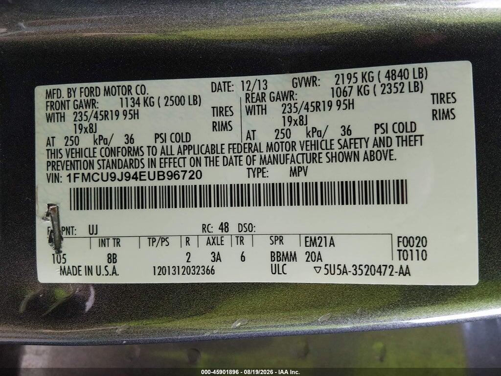 1FMCU9J94EUB96720 2014 FORD ESCAPE photo no. 9