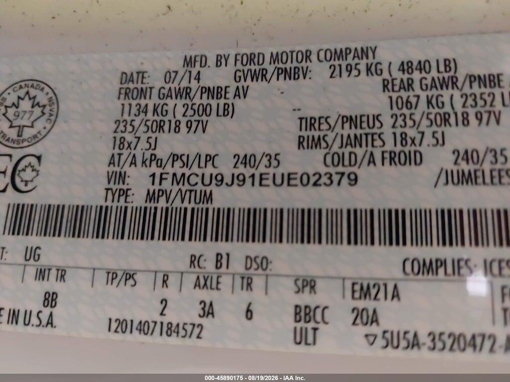 1FMCU9J91EUE02379 2014 FORD ESCAPE photo no. 9