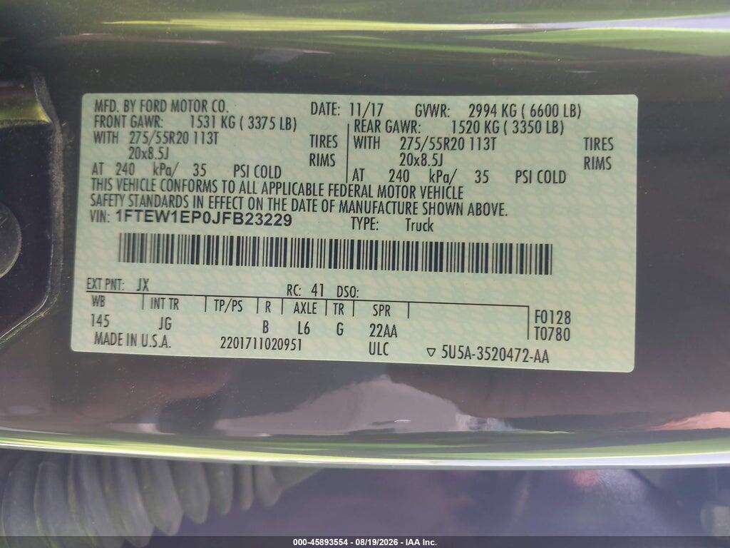 1FTEW1EP0JFB23229 2018 FORD F-150 photo no. 9