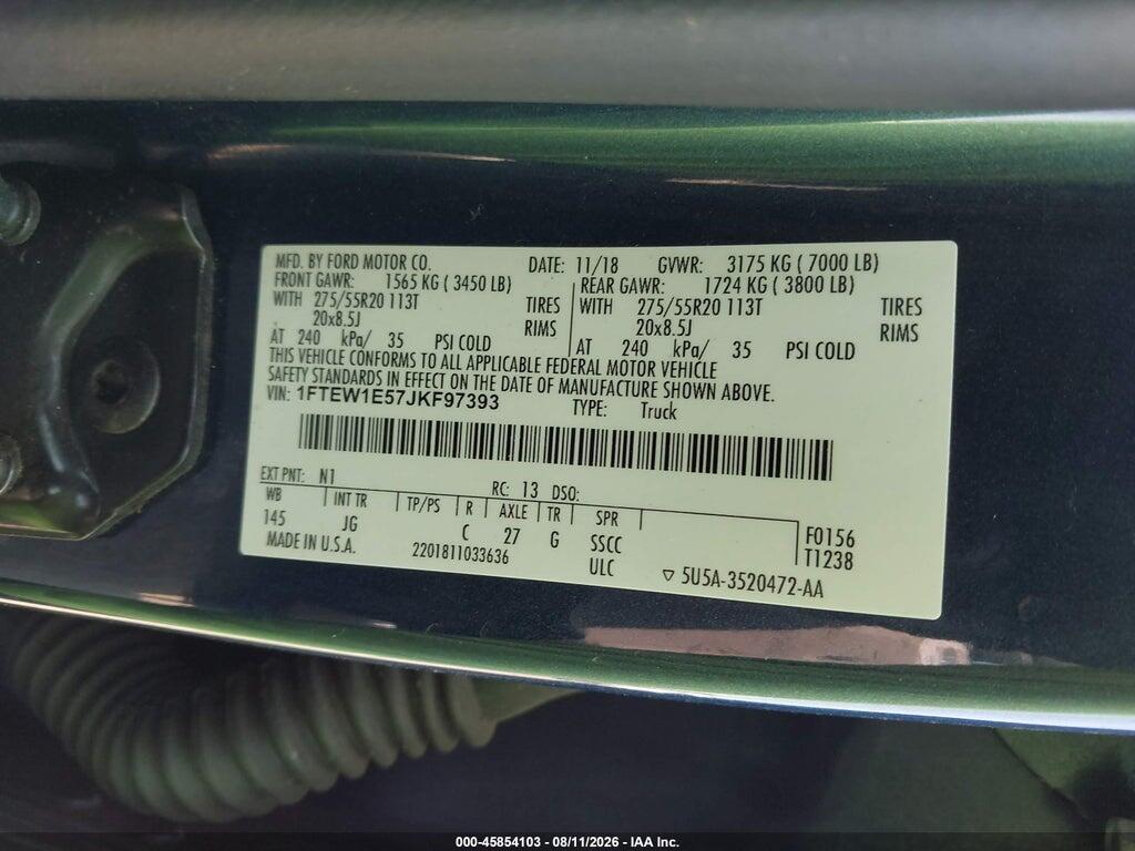 1FTEW1E57JKF97393 2018 FORD F-150 photo no. 9