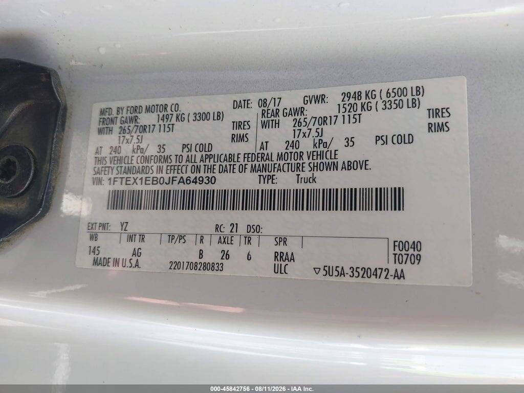 1FTEX1EB0JFA64930 2018 FORD F-150 photo no. 9