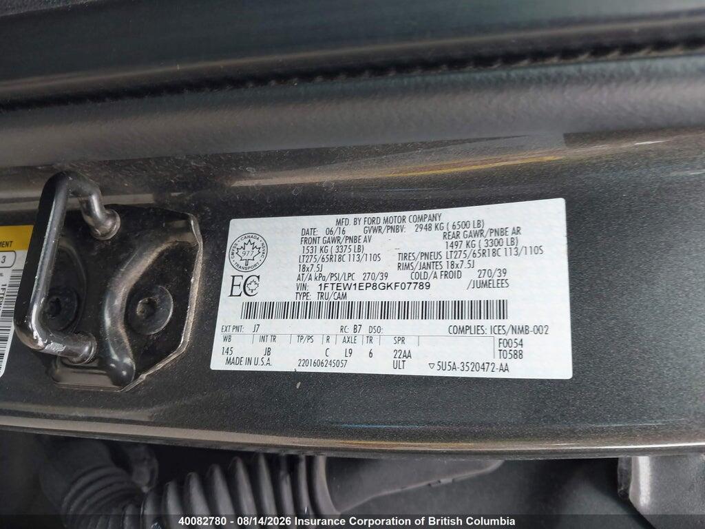 1FTEW1EP8GKF07789 2016 FORD F150 photo no. 9