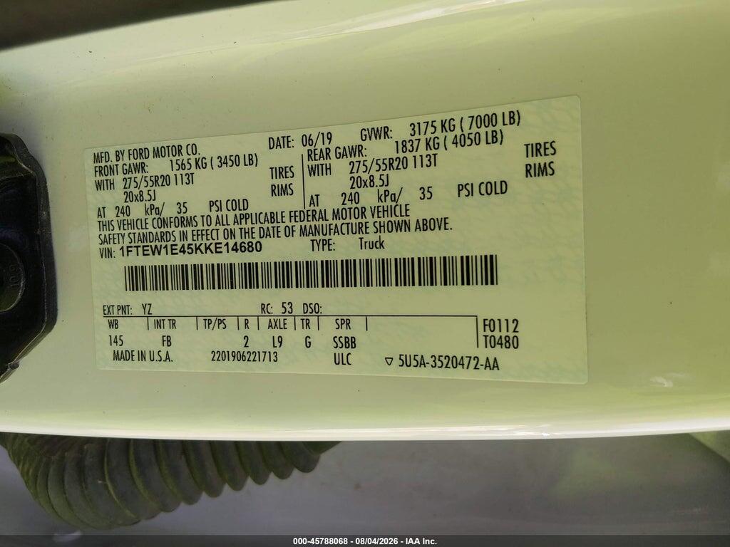 1FTEW1E45KKE14680 2019 FORD F-150 photo no. 9