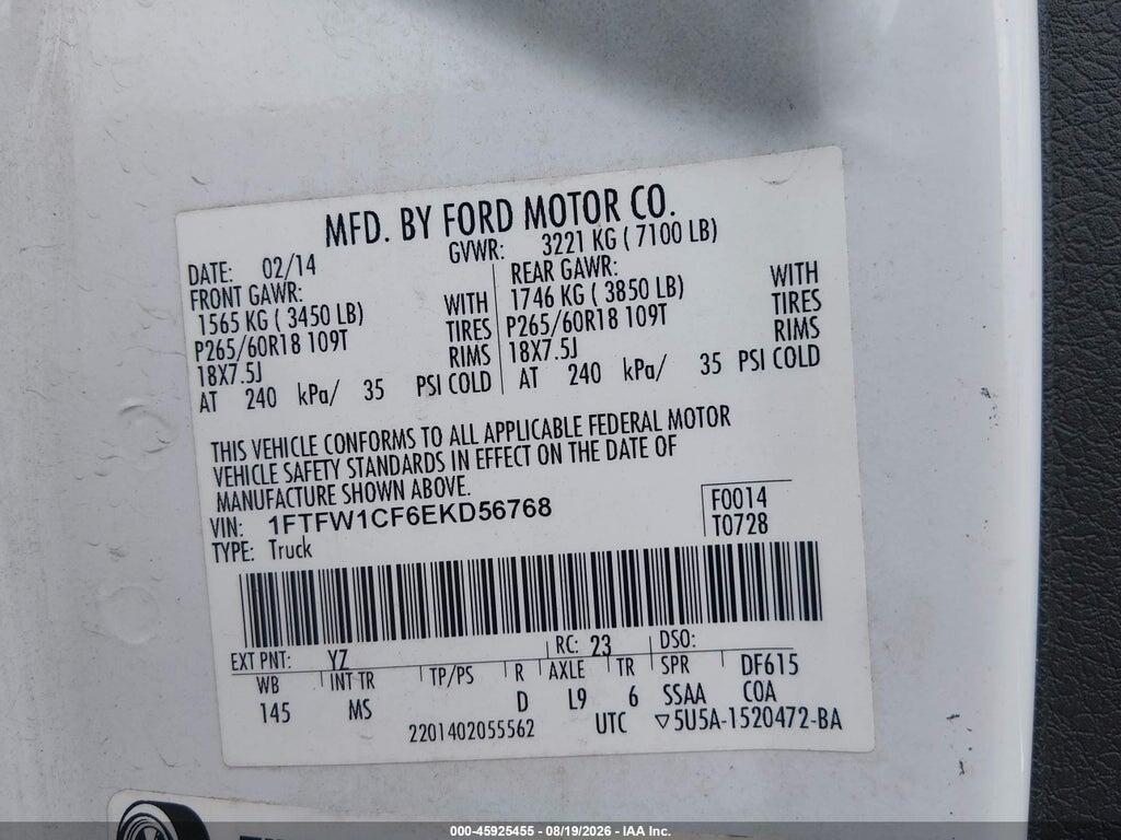 1FTFW1CF6EKD56768 2014 FORD F-150 photo no. 9