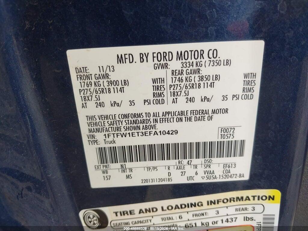 1FTFW1ET3EFA10429 2014 FORD F-150 photo no. 9