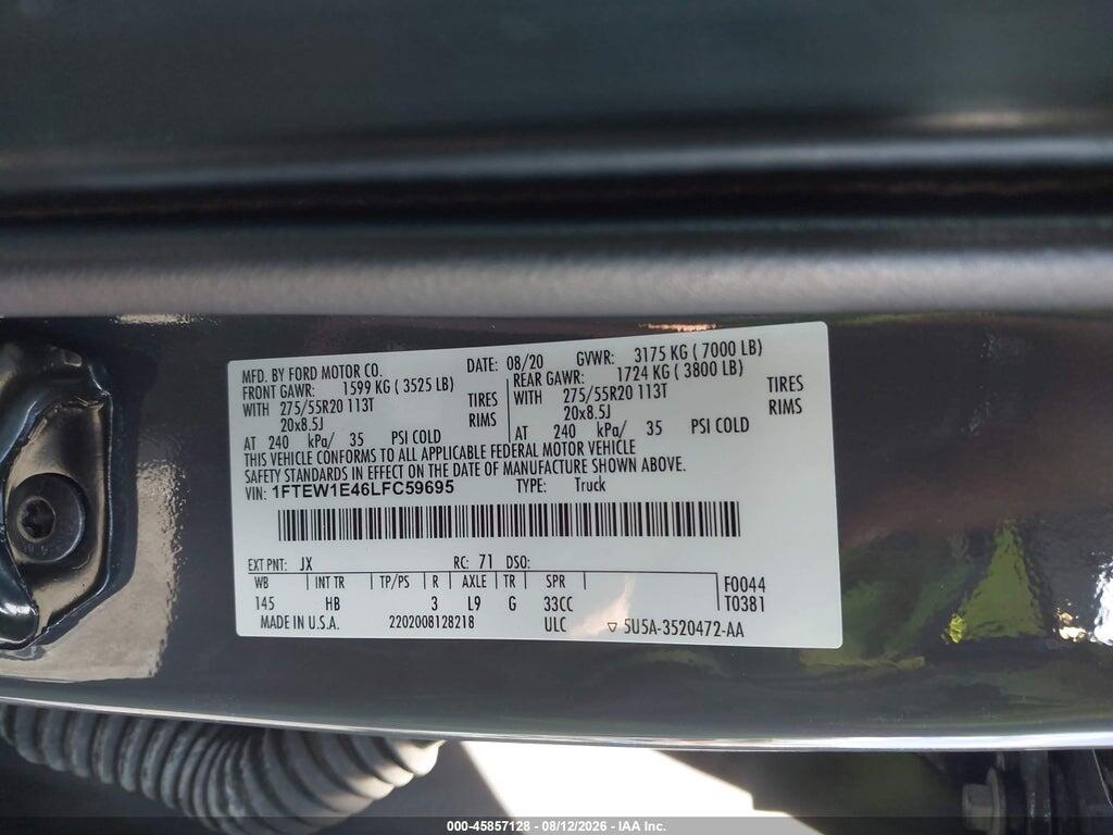 1FTEW1E46LFC59695 2020 FORD F-150 photo no. 9