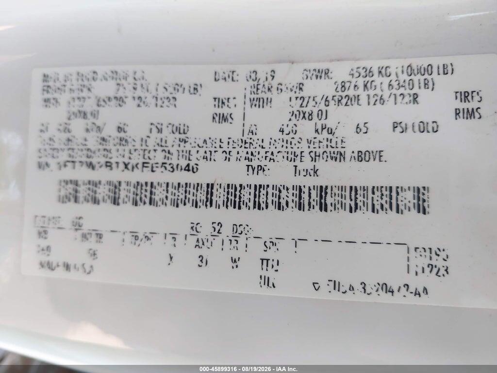 1FT7W2BTXKEE53046 2019 FORD F-250 photo no. 9