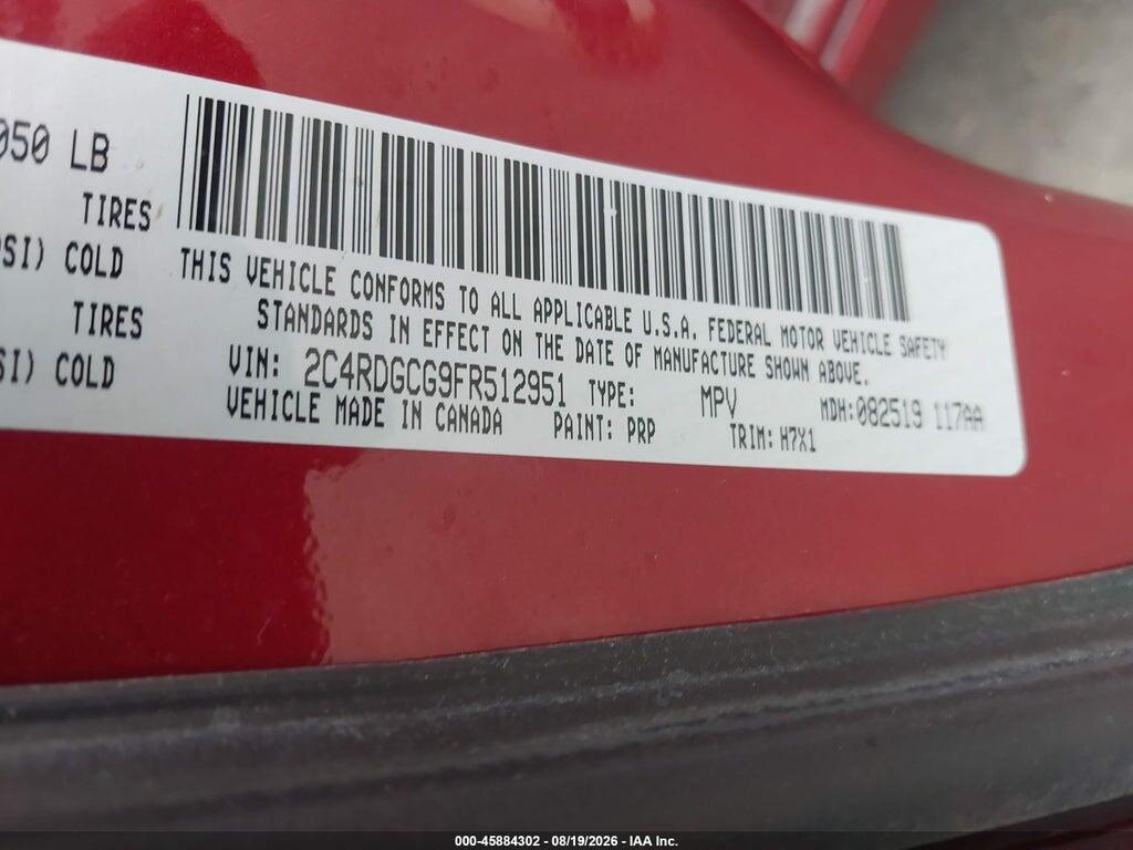 2C4RDGCG9FR512951 2015 DODGE GRAND CARAVAN photo no. 9