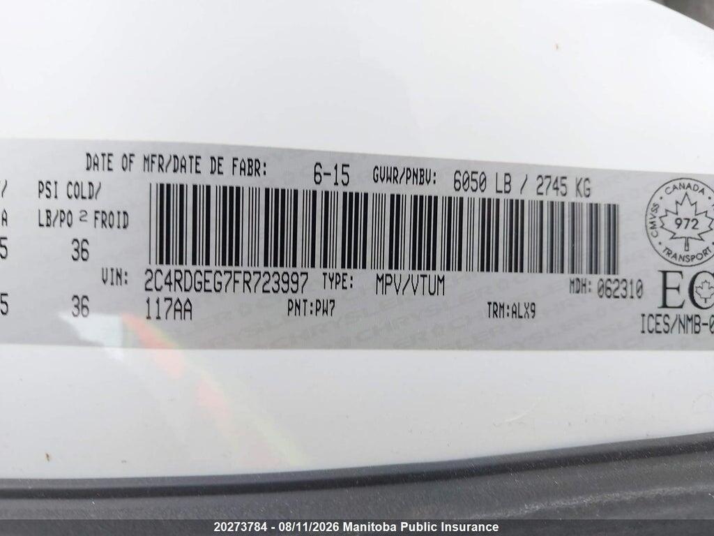 2C4RDGEG7FR723997 2015 DODGE GRAND CARAVAN photo no. 9