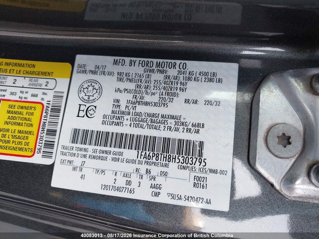 1FA6P8TH8H5303795 2017 FORD MUSTANG photo no. 9